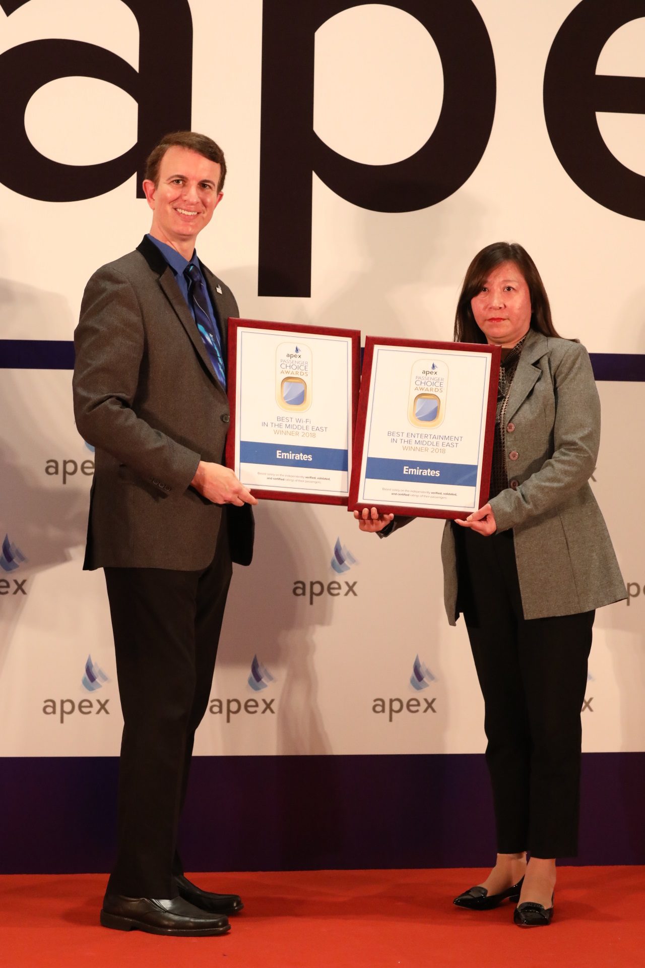 Emirates wins three Passenger Choice Awards at APEX Asia