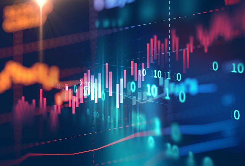 technical financial graph on technology abstract background