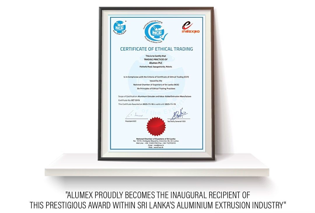 Image - ‘Certificate of Ethical Trading’ - Alumex PLC